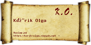 Kórik Olga névjegykártya