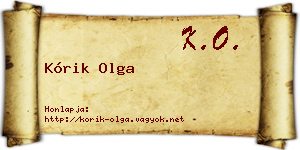 Kórik Olga névjegykártya